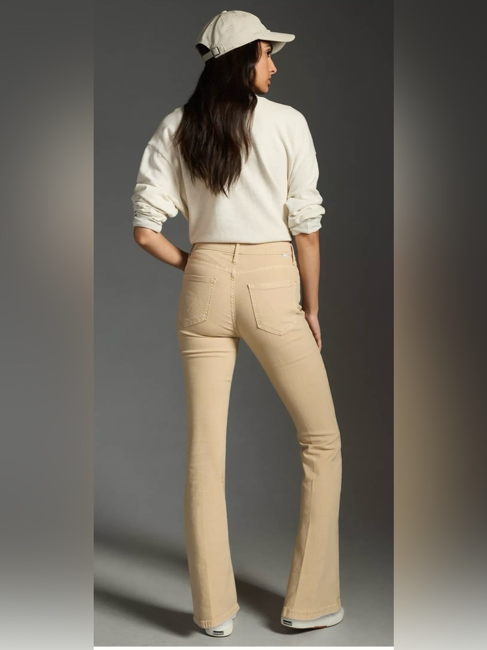 MOTHER Sz 29 Weekender Sneak Prairie Sand Tan High Rise Flare Jeans Exc Cond